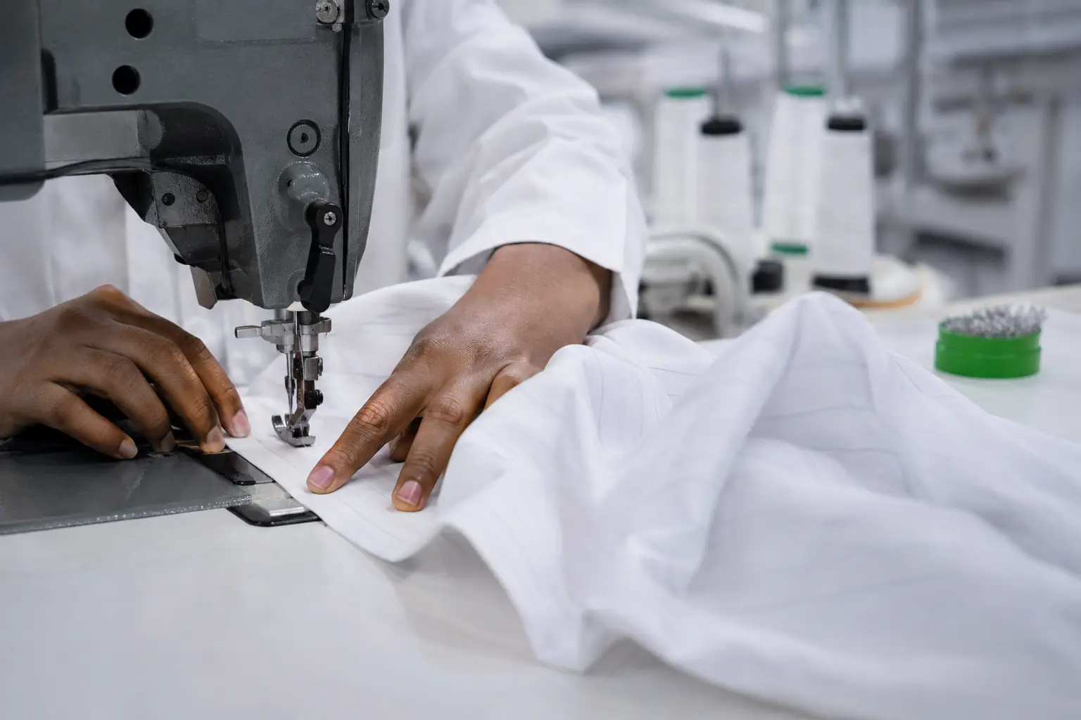 Detailed woven garment sewing